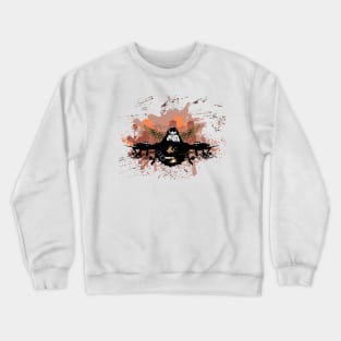 Graffiti layout, man wearing a gas mask and angel wings, splattered paint, dirty patterns, arrows, stars, geometric shapes and abstract decorations Crewneck Sweatshirt